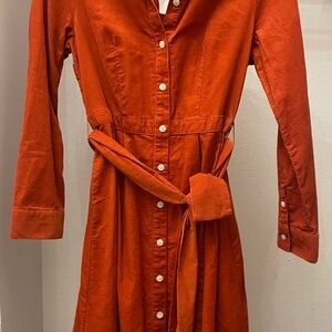 J. Crew Orange Long Sleeve A-Line Dress